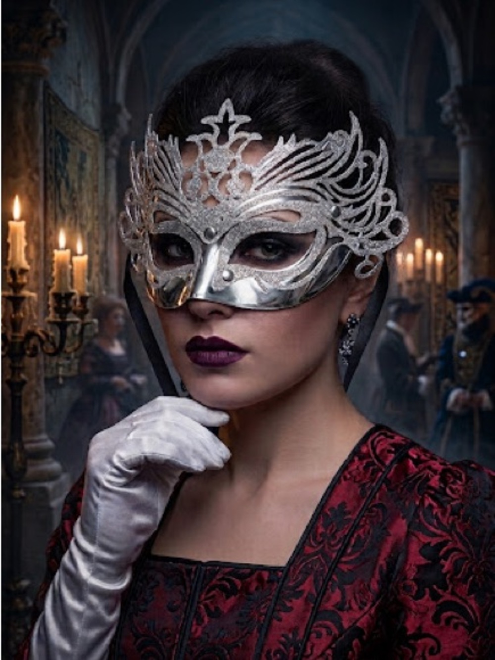 Unisex Glitter Silver Halloween Mask